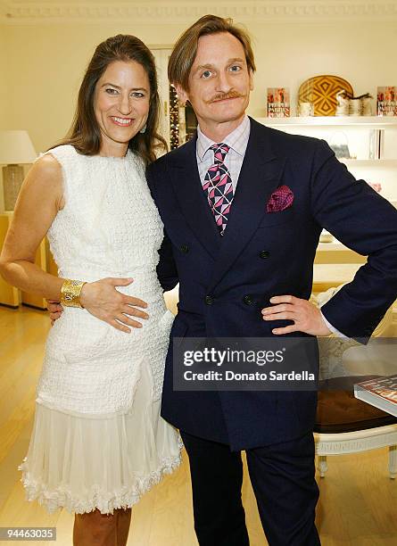 Katherine Ross and Hamish Bowles attend The World in Vogue: Oscar de la Renta Book Signing Party with Hamish Bowles on December 14, 2009 in...