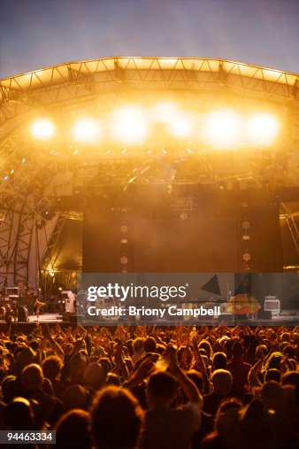 Crowd clapping at empty stage Crowd clapping at empty stage
