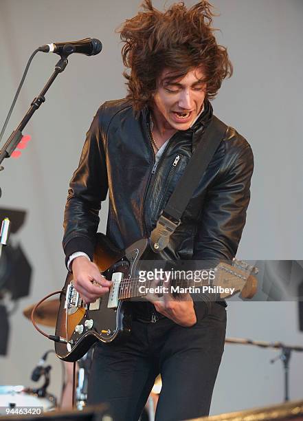 Alex Turner of Arctic Monkeys performs on stage at Big Day Out at Flemington Race Course on January 26th 2009 in Melbourne, Australia. He plays a...