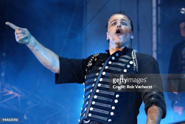 Till Lindemann from Rammstein performs live on stage at The Fields of Rock Festival at Nijmegen, Holland on June 18 2005