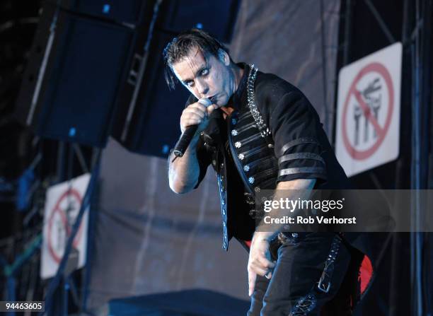 Till Lindemann from Rammstein performs live on stage at The Fields of Rock Festival at Nijmegen, Holland on June 18 2005