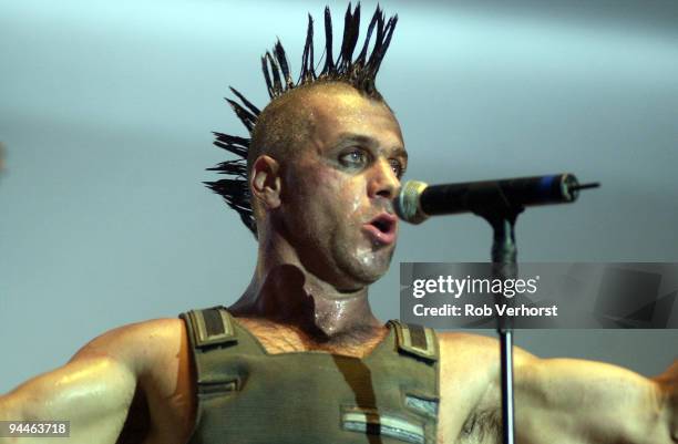 Till Lindemann from Rammstein performs live at Heineken Music Hall in Amsterdam, Netherlands on December 03 2001