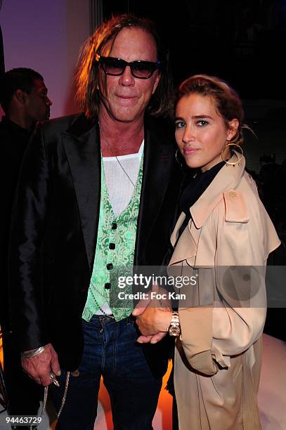 Actors Mickey Rourke and Vahina Giocante attend the Jean-Paul Gaultier: Paris Fashion Week Haute Couture A/W 2009/10 at the JP Gaultier Studio on...