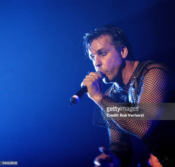 Till Lindemann from Rammstein performs live on stage at Ahoy, Rotterdam, Holland on November 04 2004