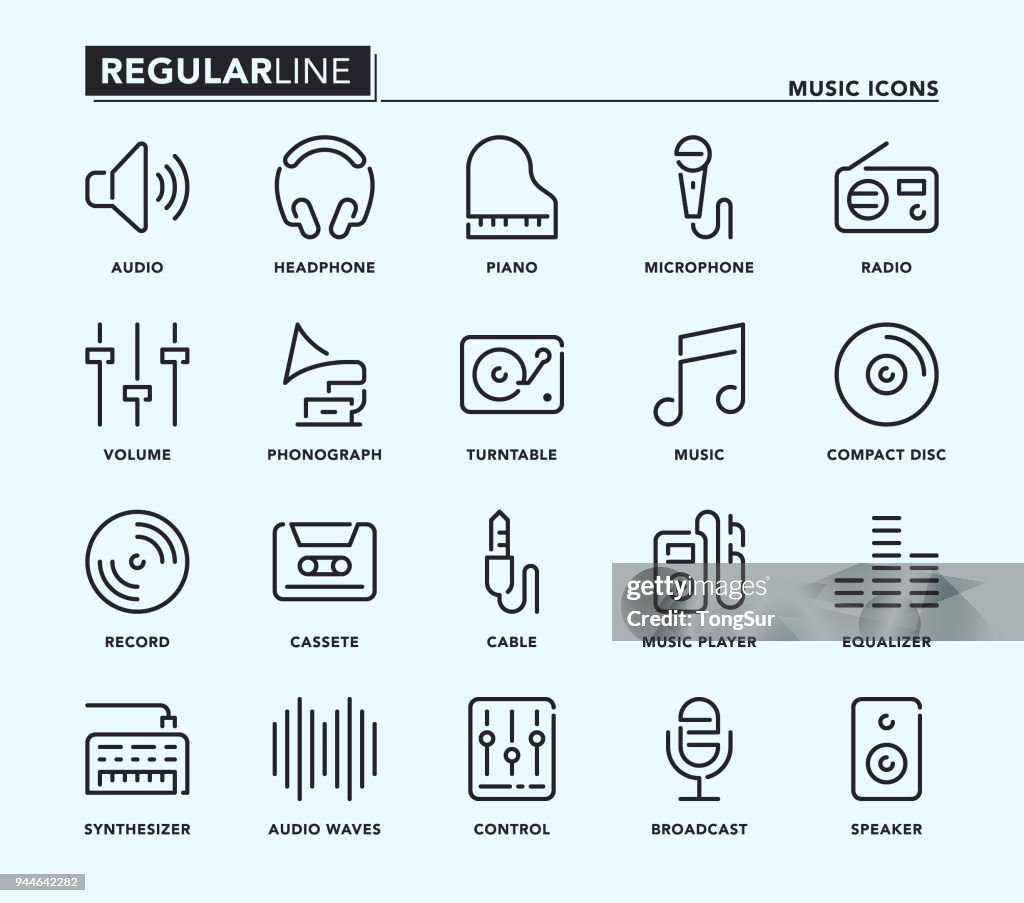 Music Regular Line Icons