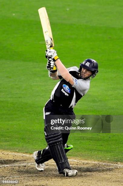 Chris Rogers of the Bushrangers plays a hook shot during the Ford Ranger Cup match between the Victorian Bushrangers and the South Australian...