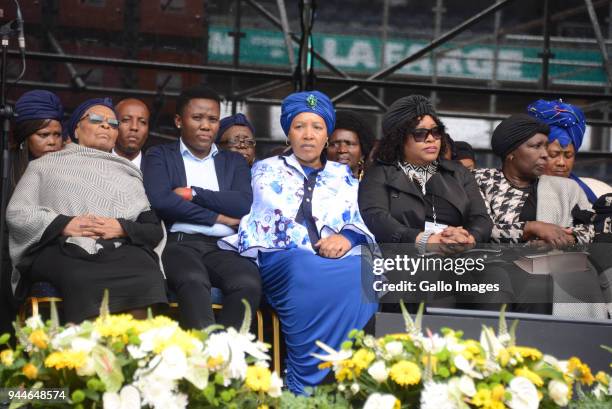 The daughters of anti-apartheid activists Nelson Mandela and Winnie Madikizela- Mandela, Zindzi and Zenani Mandela during the official memorial...