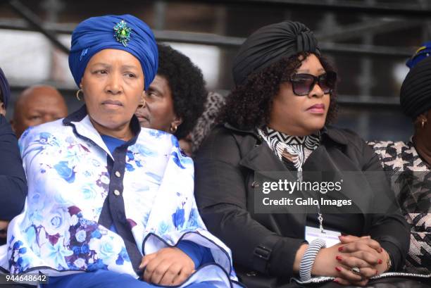 The daughters of anti-apartheid activists Nelson Mandela and Winnie Madikizela- Mandela, Zindzi and Zenani Mandela during the official memorial...