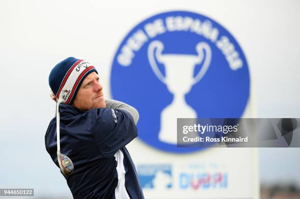 David Horsey of England in action during the pro-am event prior to the Open de Espana at Centro Nacional de Golf on April 11, 2018 in Madrid, Spain.