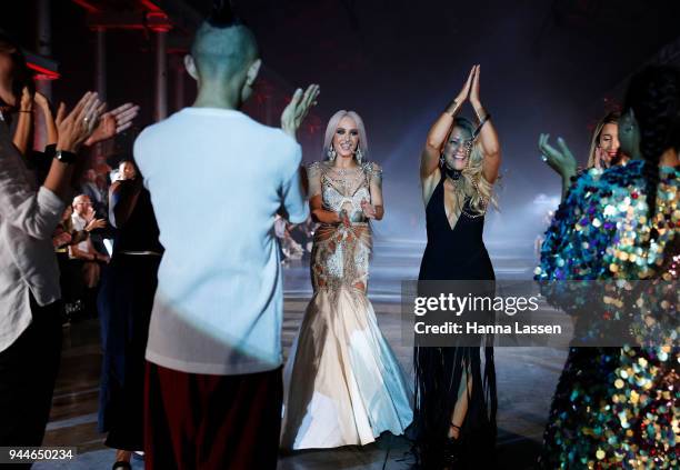 Imogen Anthony showcases designs by Sarah Joseph Couture during the Jurassic World: Fallen Kingdom Runway Show on April 11, 2018 in Sydney, Australia.