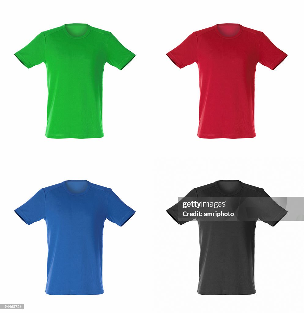 Four isolated t-shirts