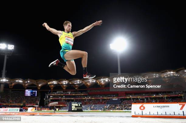 Henry Frayne of Australia competes in the Men's long jump final during athletics on day seven of the Gold Coast 2018 Commonwealth Games at Carrara...