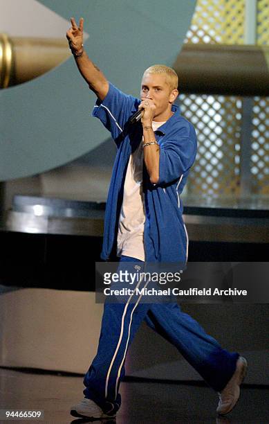 Eminem performs at the 2002 MTV Movie Awards at the Shrine Auditorium in Los Angeles.
