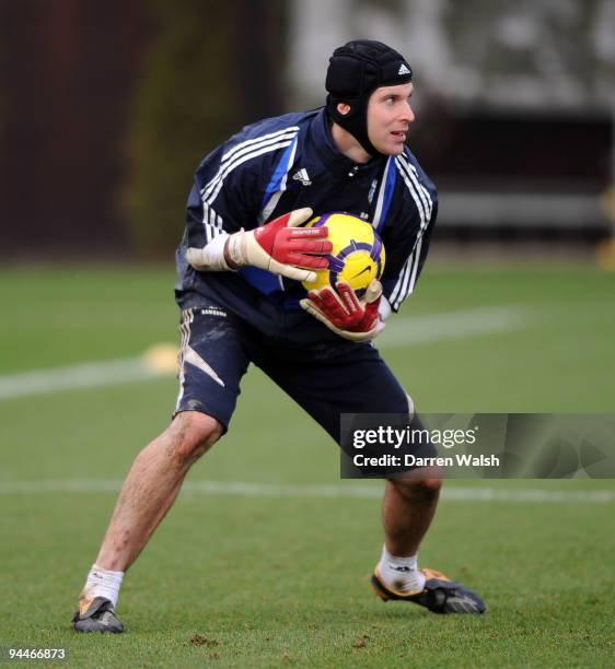 Petr Cech of Chelsea during a training session at the Cobham training ground on December 15, 2009 in Cobham, England.