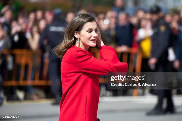 Queen Letizia of Spain attends the ÔV Campeonatos Autonomicos de Formation Profesional AndaluciaskillsÕ at El Carmen University on April 11, 2018 in...