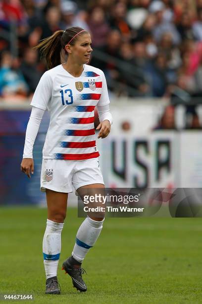 Alex Morgan of United States reacts in the second half against the Mexico at BBVA Compass Stadium on April 8, 2018 in Houston, Texas.