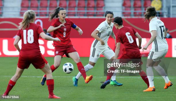 Jitka Chlastakova of Czech Republic and Lucie Vonkova of Czech Republic and Dzsenifer Marozsan of Germany and Eva Bartonova of Czech Republic and...