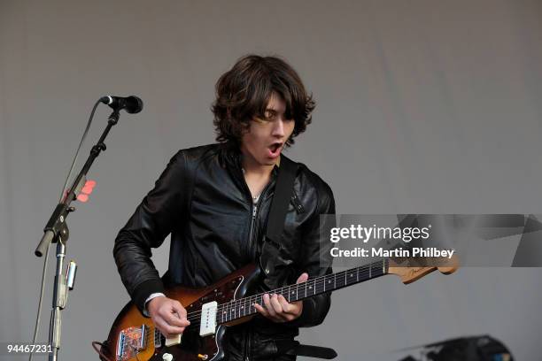 Alex Turner of Arctic Monkeys performs on stage at Big Day Out at Flemington Race Course on January 26th 2009 in Melbourne, Australia. He plays a...