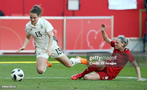 Sara Daebritz of Germany and Petra Bertholdova of Czech Republic battle for the ball during the 2019 FIFA Womens World Championship Qualifier match...