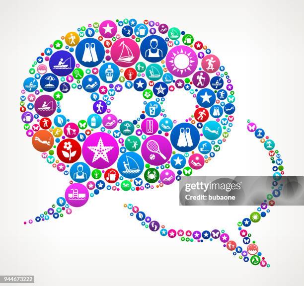 chatbubble summer colorful vector icon pattern - pool floatie icon stock illustrations