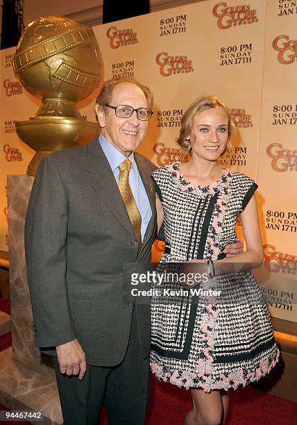 Hollywood Foreign Press Association president Philip Berk and actress Diane Kruger pose during the 67th annual Golden Globe Awards nomination...