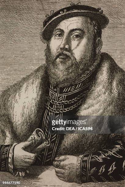 Portrait of John Frederick I of Saxony , engraving by Tobias Stimmer from L'Art pour Tous, Encyclopedie de l'art industriel et decoratif, by Emile...
