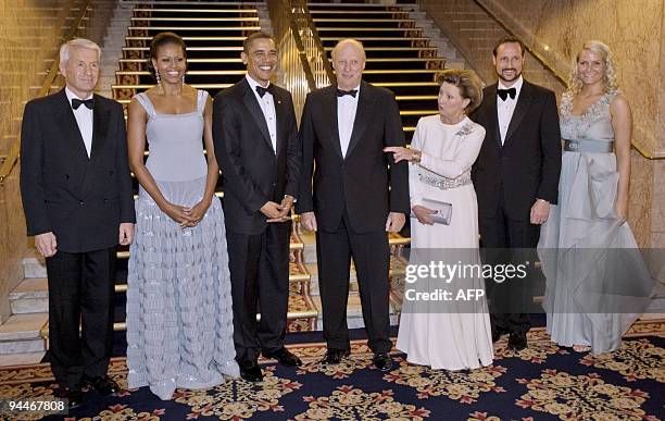 Nobel peace prize laureate, US President Barack Obama and First Lady Michelle Obama , Norway's Queen Sonja , King Harald , Crown Princess Mette-Marit...