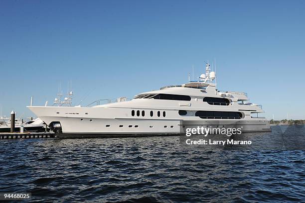 Tiger Woods boat "Privacy" docked on December 14, 2009 in North Palm Beach, Florida.