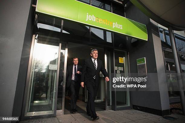 Prime Minister Gordon Brown visits Acton Jobcentre Plus on December 15, 2009 in London, England. The Prime Minister and Secretary of State for Work...