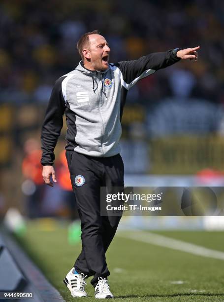 Head coach Torsten Lieberknecht of Eintracht Braunschweig gestures during the Second Bundesliga match between Eintracht Braunschweig and SG Dynamo...