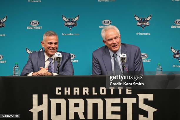 The Charlotte Hornets introduce Mitch Kupchak as President of Basketball Operations & General Manager during a press conference in Charlotte, North...