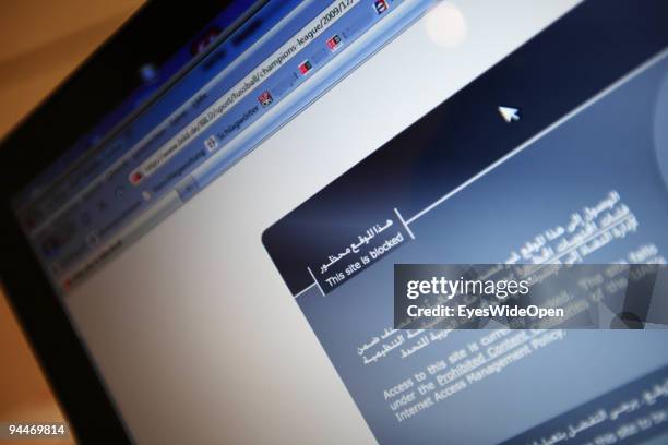 Internet site is blocked in an internet area of Dubai Airport on December 08, 2009 in Dubai, United Arab Emirates.