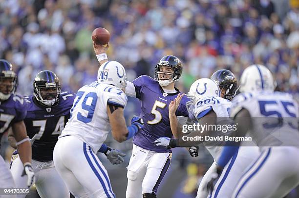 Baltimore Ravens QB Joe Flacco in action, pass vs Indianapolis Colts. Baltimore, MD CREDIT: David Bergman