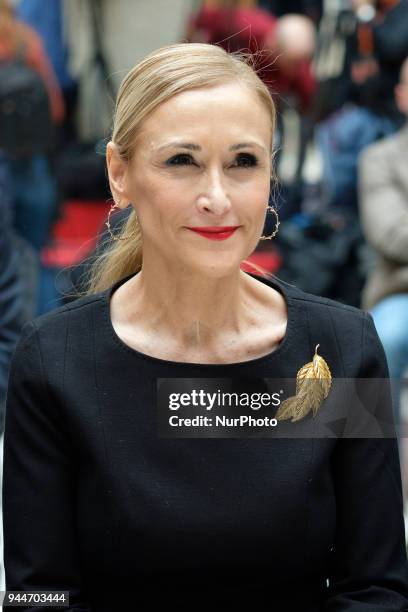 Cristina Cifuentes attend the awarding ceremony of the 'True, Memory, Dignity and Justice' Award of the Association of Victims of Terrorism in...