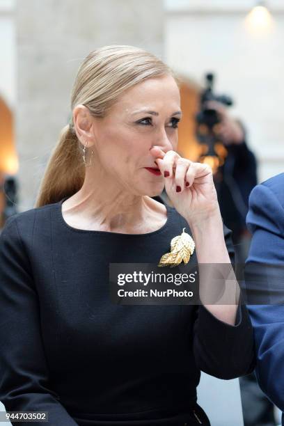 Cristina Cifuentes attend the awarding ceremony of the 'True, Memory, Dignity and Justice' Award of the Association of Victims of Terrorism in...