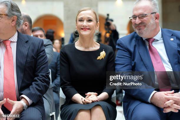 Cristina Cifuentes attend the awarding ceremony of the 'True, Memory, Dignity and Justice' Award of the Association of Victims of Terrorism in...