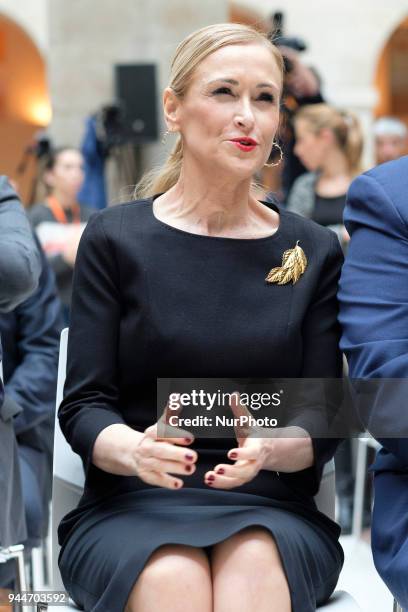 Cristina Cifuentes attend the awarding ceremony of the 'True, Memory, Dignity and Justice' Award of the Association of Victims of Terrorism in...