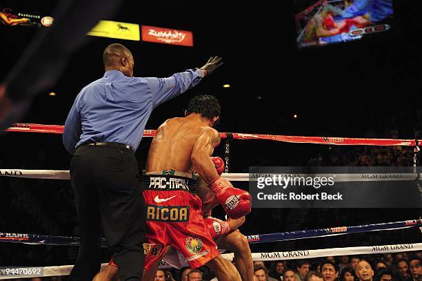 Welterweight Title: Manny Pacquiao in action vs Miguel Cotto during fight at MGM Grand Garden Arena. Las Vegas, NV CREDIT: Robert Beck