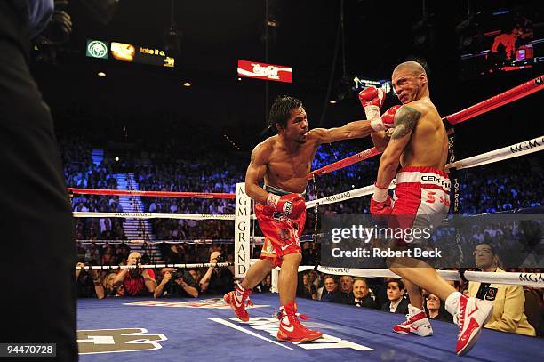 Welterweight Title: Manny Pacquiao in action vs Miguel Cotto during fight at MGM Grand Garden Arena. Las Vegas, NV CREDIT: Robert Beck