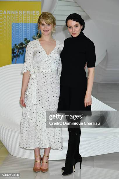 Hannah Jane Arterton and Amanda Abbington attend 'Safe' Photocall during the 1st Cannes International Series Festival on April 11, 2018 in Cannes,...