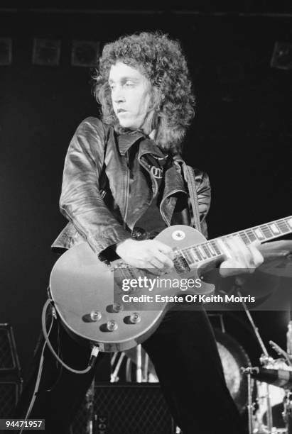 American guitarist Mike Campbell performs live in London with Tom Petty and the Heartbreakers, 1977.