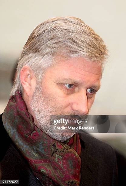 Prince Philippe from Belgium visits a hairdressing course at the Institute Technique Provincial on December 15, 2009 in Mont-Saint-Guibert, Belgium.