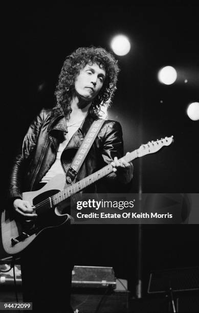 American guitarist Mike Campbell performs live in London with Tom Petty and the Heartbreakers, 1977.