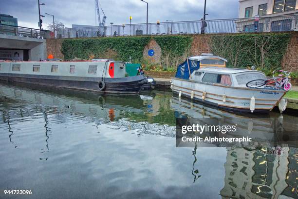 narrowboating kings cross. - gate locks for wood fences stock pictures, royalty-free photos & images