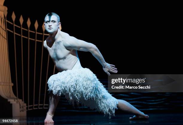 Members of the cast perform Matthew Bourne's 'Swan Lake' at Saddlers Wells Theatre on December 15, 2009 in London, England. This production was first...