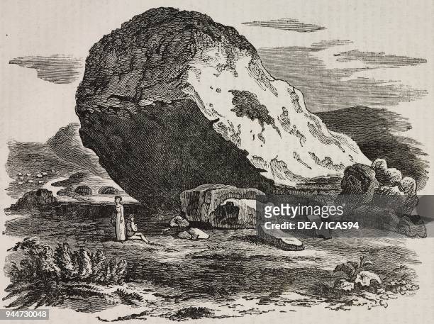 Bowder Stone, Borrowdale, England, United Kingdom, illustration from Teatro universale, Raccolta enciclopedica e scenografica, No 591, November 8,...