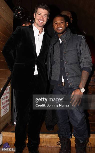 Robin Thicke and Usher attend Robin Thicke's "Sex Therapy" album release party at Butter on December 14, 2009 in New York City.