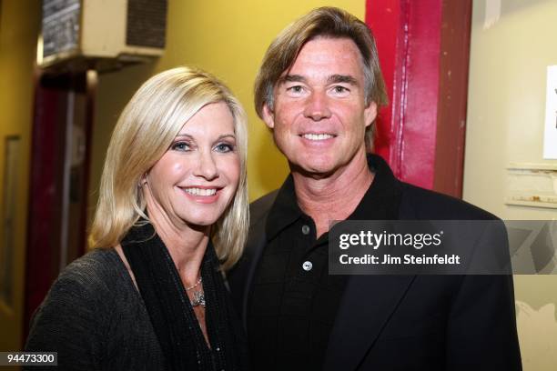 Olivia Newton-John and husband John Easterling pose for a portrait at the Cancer Schmancer Rock Comedy benefit for 'I HEART INC' at the Million...