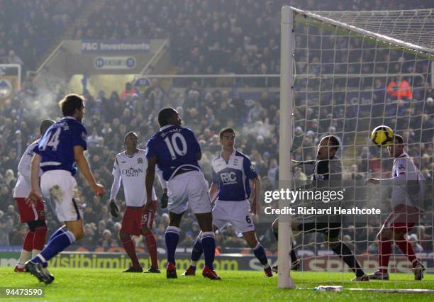 Cameron Jerome of Birmingham scores the first goal during the Barclays Premier League match between Birmingham City and Blackburn Rovers at St....