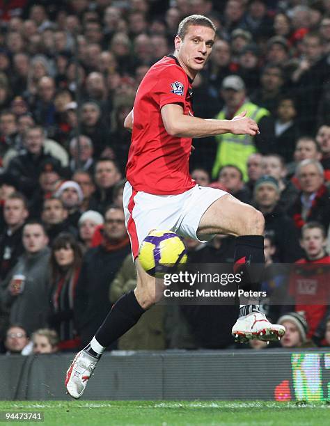 Nemanja Vidic of Manchester United in action during the Barclays Premier League match between Manchester United and Wolverhampton Wanderers at Old...